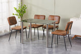 HOOZ Lot de 2 ou 4 chaises rembourrées avec dossier, chaises de cuisine, avec pieds en métal, pour salle à manger, chambre à coucher et salle de conférence (aspect cuir marron, 2)