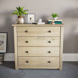 Vida Designs Panama Commode de Chambre en pin ciré Massif à 4 tiroirs, Bois, Naturel