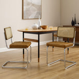 Zouron Chaises De Cuisine en Rotin Lot de 2, Chaises De Salle à Manger Modernes du Milieu du SièCle, Chaises De Cuisine sans Accoudoirs avec Dossier en Rotin Tressé, Pieds en MéTal, Marron