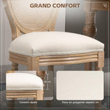 HOMCOM Lot de 2 chaises de Salle à Manger - Chaise de Salon médaillon Style Louis XVI - Bois Massif sculpté, patiné - Dossier cannage - Aspect Lin Crème