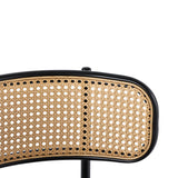 Merax Lot de 4 Chaises de Salle à Manger, Modernes Chaise Cuisine avec Dossier en Rotin et Pieds en Métal, pour Salle à Manger, Salon, Chambre, Velours, Noir