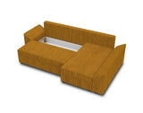 Best Mobilier - Mike - canapé d'angle réversible - 4 Places - Convertible avec Coffre - en Velours côtelé, Jaune