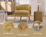 DAYALANE Fauteuil Salon avec Double Coussin Chaise de Relaxation en Chenille avec Pieds en Bois Fauteuil de Loisirs Confortable pour Chambre, Jaune