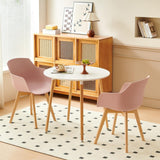 EGGREE Lot de 2 Chaises de Salle à Manger avec Pieds en Bois de Hêtre Massif, Fauteuils Scandinaves Chaise de Salon avec Accoudoirs, Rose Fumé