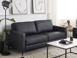 Canapé Fixe 3 Places en Cuir Fendu Noir Confort Optimal pour Salon au Design Moderne Beliani
