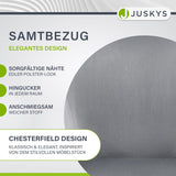 Juskys Ensemble de 2 chaises de Salle à Manger Tarje, avec Dossier et accoudoirs, Pieds métalliques, revêtement en Velours, capacité de Charge de jusqu'à 110 kg, 2 chaises de Cuisine - Gris Clair