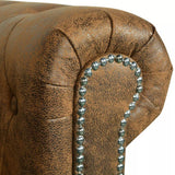 Homgoday Canapé Chesterfield 3 places en similicuir de luxe et doux pour salon, cadre en bois, facile à nettoyer, marron, 200,5 x 76 x 70 cm