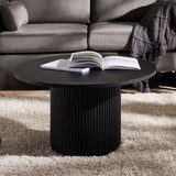 Julian Bowen Table Basse Ronde cannelée Noire Louis, Bois de frêne, 80 x 80 cm