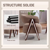 HOMCOM Fauteuil de Salon en Tissu Bouclette, Chaise rembourrée, Assise Large, Dossier Ergonomique, accoudoirs, Pieds en Bois Massif et Structure en Acier, Fauteuil de Chambre, Salon, Bureau, Marron