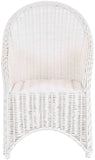 Fauteuil de salle à manger en rotin avec accoudoirs, blanc