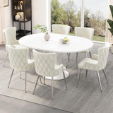 Bladez Table à manger, extensible, pour 6 à 8 personnes, ovale, 140 x 75 cm, moderne, simple, blanche