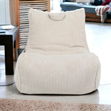 Ecopuf Flavio Chaise Longue Pouf Fauteuil Velours - Pouf Salon avec Pochette et Poignée, Rembourré - Fauteuil Relax Salon - Canapé Pouf - Pouf Chambre - Blanc crème Sz03