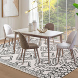 Leesentec Tapis Salon Chambre à Poils Courts,Super Doux Dessous AntidéRapant, Abstrait Decoration Maison Grand Interieur Moquette,Paillasson Exterieur Entree,Ivoire/Noir,200x250cm