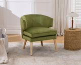 chairus Fauteuil Salon Moderne, Chaise Rembourrée en Velours avec Pieds en Bois, Fauteuil Relax avec Coussin Epais pour Salon, Chambre, Vert