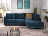 Lisa Design - Canapé d'angle Convertible - Angle Droit - Jake en Velours Côtelé - Canapé Lit - Sofa Bleu Ardoise 5 Places - Salon