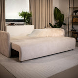 Mobilier-Deco CELSY - Canapé 3 Places Convertible avec Coffre en Tissu Beige