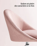 SONGMICS Chaise de Bureau, Fauteuil Pivotant en Tissu Coton-Lin, Siège Confort, Rembourrage en Mousse, Réglable en Hauteur, pour Bureau, Chambre, Rose Bonbon OBG020P01