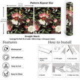 VEELIKE Papier Peint Fleuri Foncé Vintage Papier Peint Fleur Rose Aquarelle Papier Peint Adhesif Mural Botanique Noir Papier Collant pour Meuble Chambre Salle de Bain Armoire Amovible 44,5cm×300cm