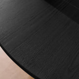 sweeek - Table à Manger Ronde Bois d'hévéa et placage chêne Noir 4 Places - Ø 115 x 73 cm - Estelle