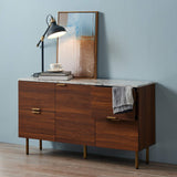 Teamson Home Buffet Bas de Salon entrée Salle à Manger Faux marbre Bois Noyer Ashton VNF-00081