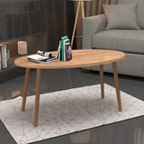 [en.casa] Table Basse Ovale Table de Nuit de Chevet Stylée Panneau de Particules Bois 41 x 90 x 50 cm Naturel