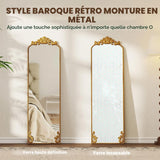 HOMCOM Miroir Pleine Longueur accroché/appuyé Baroque 50x160 cm Ton Or