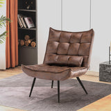 MCombo 4779-1 Fauteuil de Relaxation Moderne pour Salon avec Coussin de Taille rétro Vintage Fauteuil de Lecture Fauteuil de Salon Fauteuil rembourré sans Tabouret en Microfibre Marron