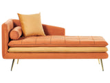 Chaise Longue de Salon Côté Gauche avec Rembourrage en Velours Orange Gonesse