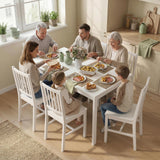 HOMCOM Table à Manger Extensible Rectangle pour 4 à 6 Personnes, Table de Cuisine 80-120 cm, Extension coulissante Facile, Pieds en Acier, pour Petits espaces, Salle à Manger, Salon, Blanc
