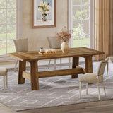 Tribesigns Grande table de salle à manger rectangulaire pour 6 à 8 cm, table de cuisine rustique avec cadre robuste, meubles de salle à manger rectangulaires pour salon, cuisine