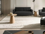Canapé Convertible 3 Places en Cuir PU Noir Elégant Capitonnage Décoratif Aberdeen