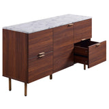 Teamson Home Buffet Bas de Salon entrée Salle à Manger Faux marbre Bois Noyer Ashton VNF-00081