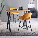 JaHECOME Tabourets de Bar avec Dossier, Accoudoirs et Repose-Pieds,Chaises de Bar Roubourés, Pieds en Métal Chaises pour Salon, Bistrots (2, Jaune)