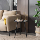 YOUDENOVA Table d'appoint, ronde, en métal, petite, basse, décorative, moderne, trépied en acier tubulaire, diamètre : 40,5 x 50 cm, pour salon, noire