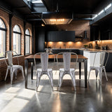 DUHOME Chaise de Salle à Manger Lot de 4 Chaise de Cuisine Empilable Tabouret en Métal Siège avec Dossier pour Bar Café Salon Restaurant, Métallique