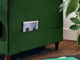 Lisa Design - Canapé Panoramique en U Convertible avec Coffre Anna en Velours - Canapé Lit - Grand Sofa XXL Vert 7 Places - Salon