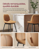 VASAGLE Tabourets de Bar, Lot de 2, Tabourets de Cuisine, Ergonomique, PU, Structure Métallique avec Pieds Réglables Articulés, 73 cm de Hauteur, Bar, Montage Facile, Marron Chameau LBC888K01