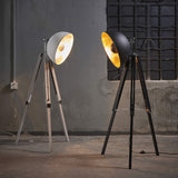 Lampadaire Fascino Métal Rétro Projecteur Lampe De Sol Noir Dorée VN-L00019-EU