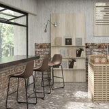 RFIVER Lot de 2 Tabouret de Bar, Chaise de Salle à Manger de Style Vintage Confortable avec Siège en Cuir PU et Base en Métal Robuste pour Cuisine Salon, Brun