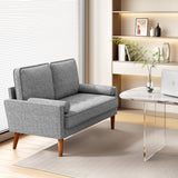 Vesgantti Petit Canapé 2 Places en Lin Gris Clair 121cm, Mini Chambre avec Accoudoirs, Coussin à Ressorts, Salon Moderne, Causeuse Fixe