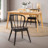 HOMN LIVING Pack 2 Chaises Brisa, Couleur Noir, Bois Massif, 47 cm (Largeur) 59 cm (Profondeur) 83 cm (Hauteur)