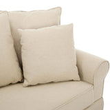 Oviala Canapé Droit 3 Places en Polyester écru L 200 cm