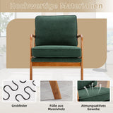 SUPPNEED Fauteuil lounge Mid Century moderne Accent Chair, fauteuil en bois pour salon, chambre à coucher (émeraude et chenille)