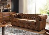 MASSIVMOEBEL24.DE Canapé Chesterfield (Brun Café) - Chesterfield