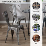 DUHOME Chaise de Salle à Manger en Métal, Lot de 4 Chaise Bistrot Metal, Ensemble de Chaises Empilables Chaise Cuisine avec Dossier, pour Bar Café Salon Restaurant Intérieur et Extérieur,Métallique
