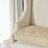 Loberon Canapé Ombra, style classique avec oreilles, mélange de matériaux nobles, fauteuil à oreilles, siège, lin, polyester, bois de manguier, crème/beige