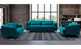 Menzzo Canapé capitonné 3 Places Style Boudoir Glams Velours Bleu Canard