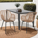 IDMarket - Lot de 2 chaises de Salle à Manger, fauteuils de Table Summer Effet rotin Pied métal Noir