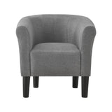 [en.casa] Fauteuil Chaise Siège Tissu Polyester Plastique Gris 70 x 70 x 58 cm