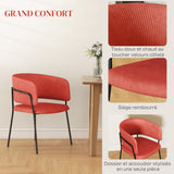 HOMCOM Lot de 2 chaises de Salle à Manger Chaise de Cuisine Pieds en Acier, Assise rembourrée, pour Salle à Manger, Salon, Cuisine, dim. 57L x 53l x 73H cm Orange